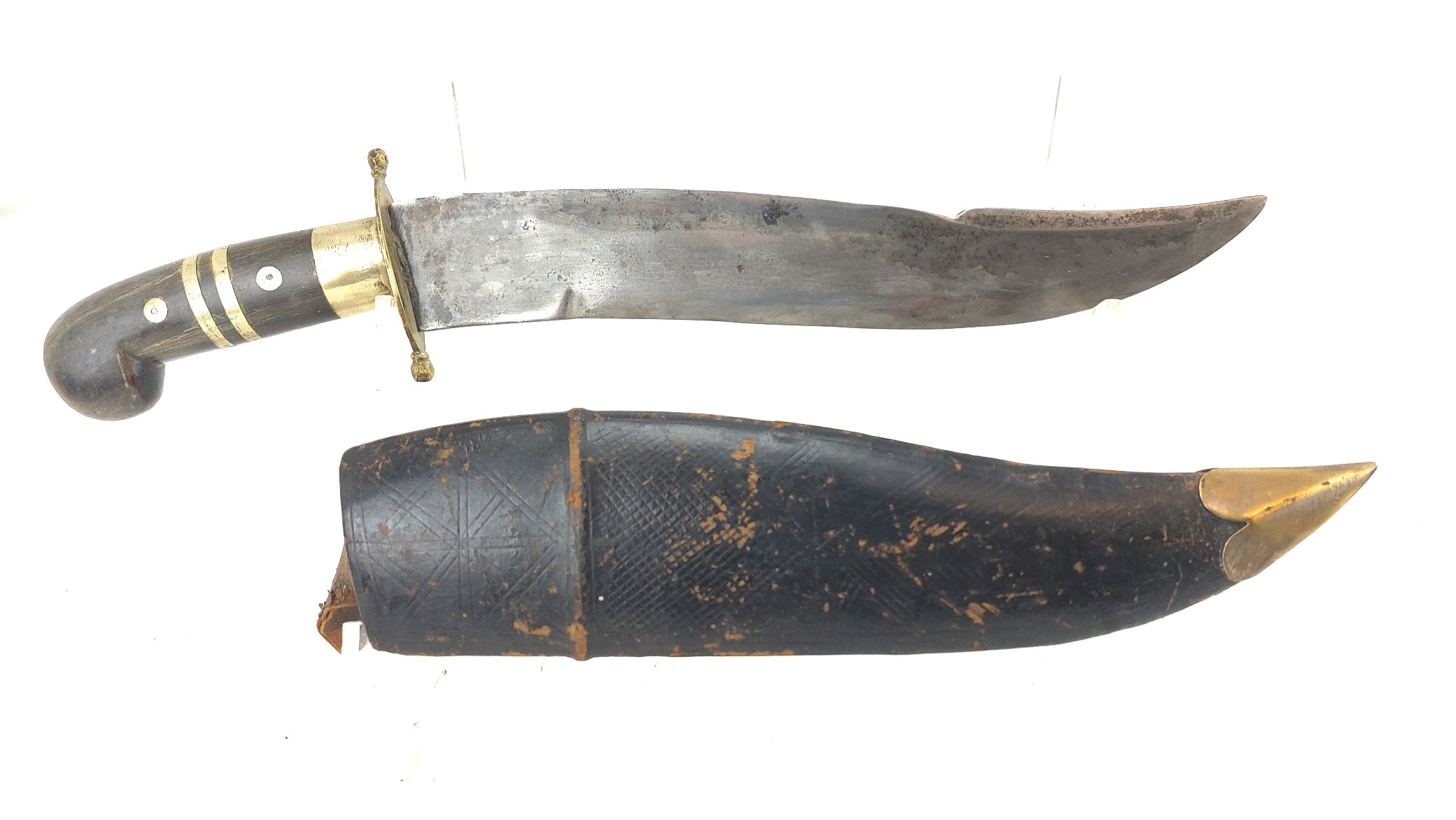 Indian Bowie-Style Fighting Knife – Horn and Brass Hilt, Possibly by The Army Traders, Dehradun