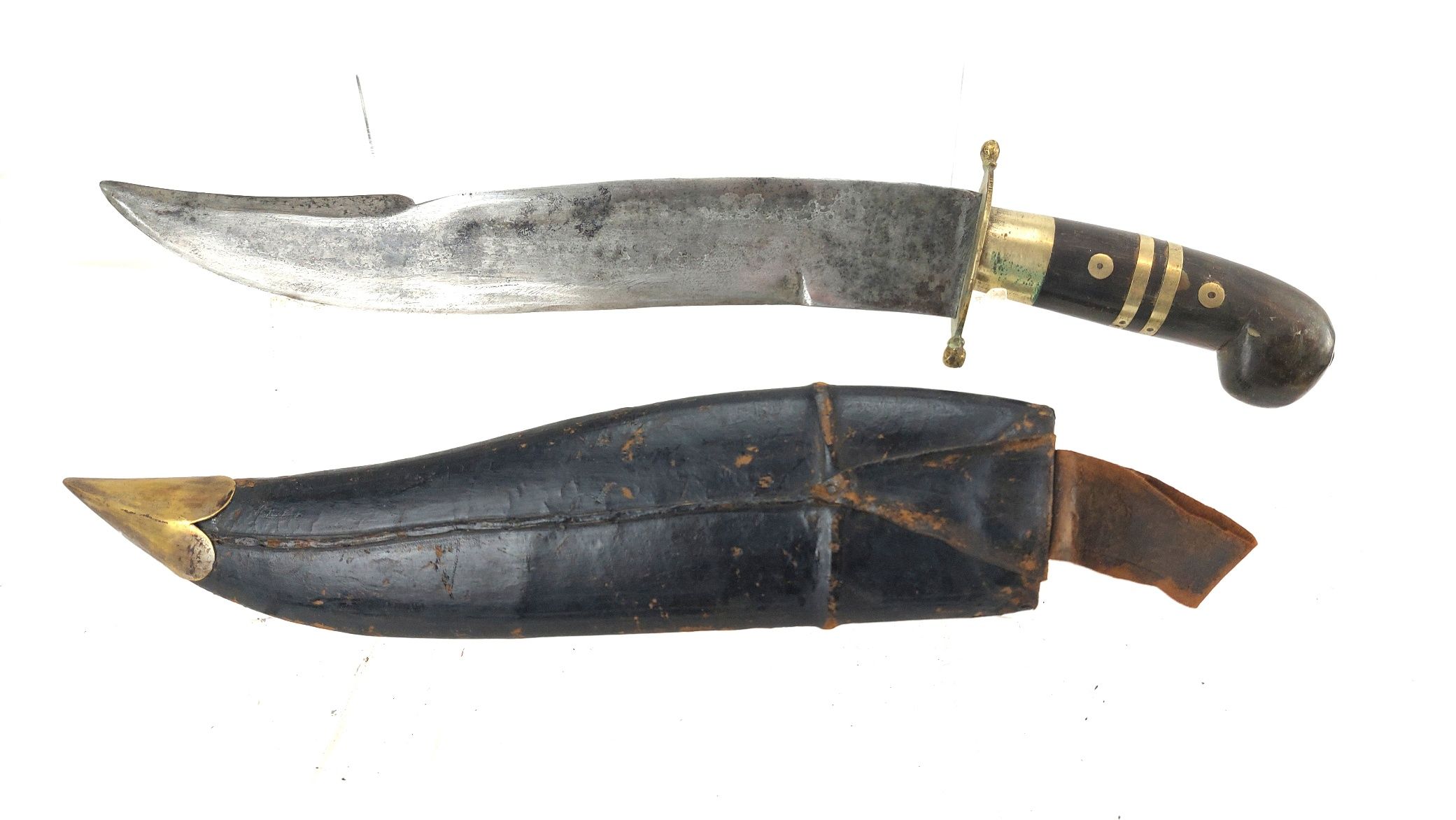 Indian Bowie-Style Fighting Knife – Horn and Brass Hilt, Possibly by The Army Traders, Dehradun - Image 2