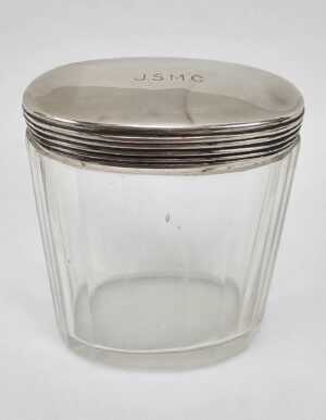 London 1935 Silver Topped Glass Cosmetics Bottle