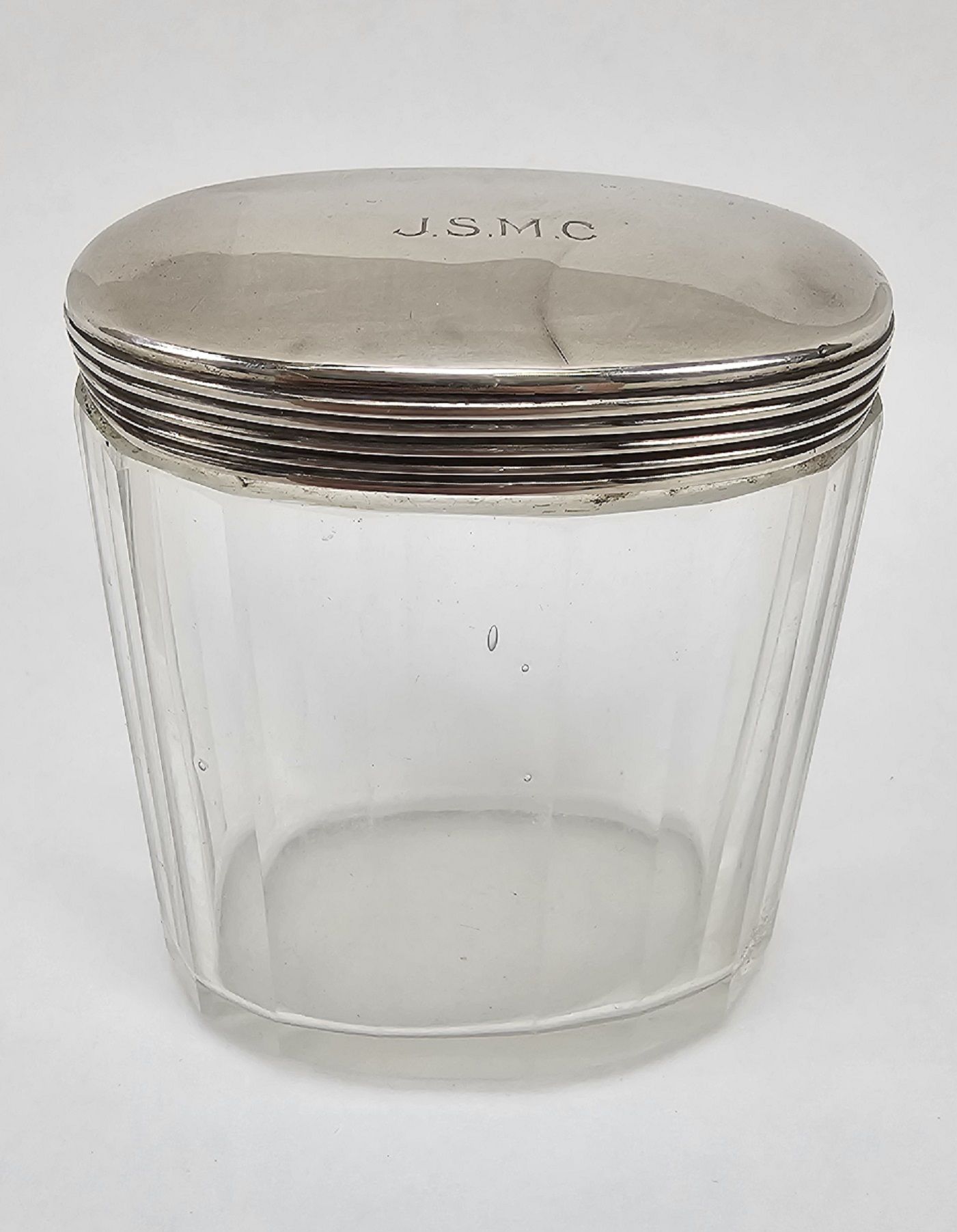 London 1935 Silver Topped Glass Cosmetics Bottle