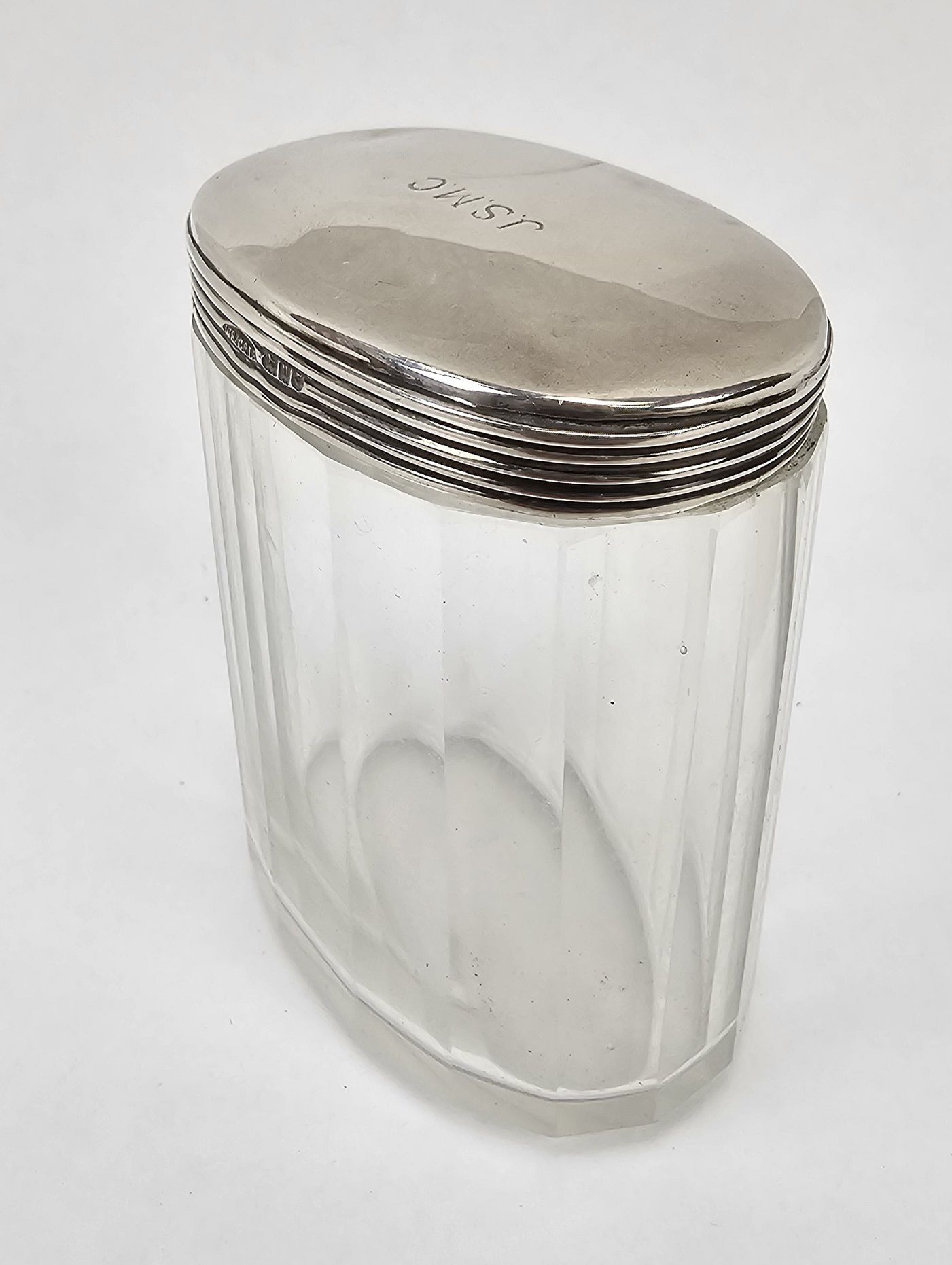 London 1935 Silver Topped Glass Cosmetics Bottle - Image 3