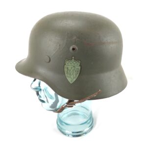 Norwegian Re-Issue WW2 German M40 Helmet – Double Decal with Norwegian Crest – Leather Liner