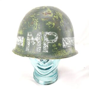 USA, WW2 c1943-1944, M1 Military Police Helmet, Rear Seam & Fixed Bale Remnants, No Liner