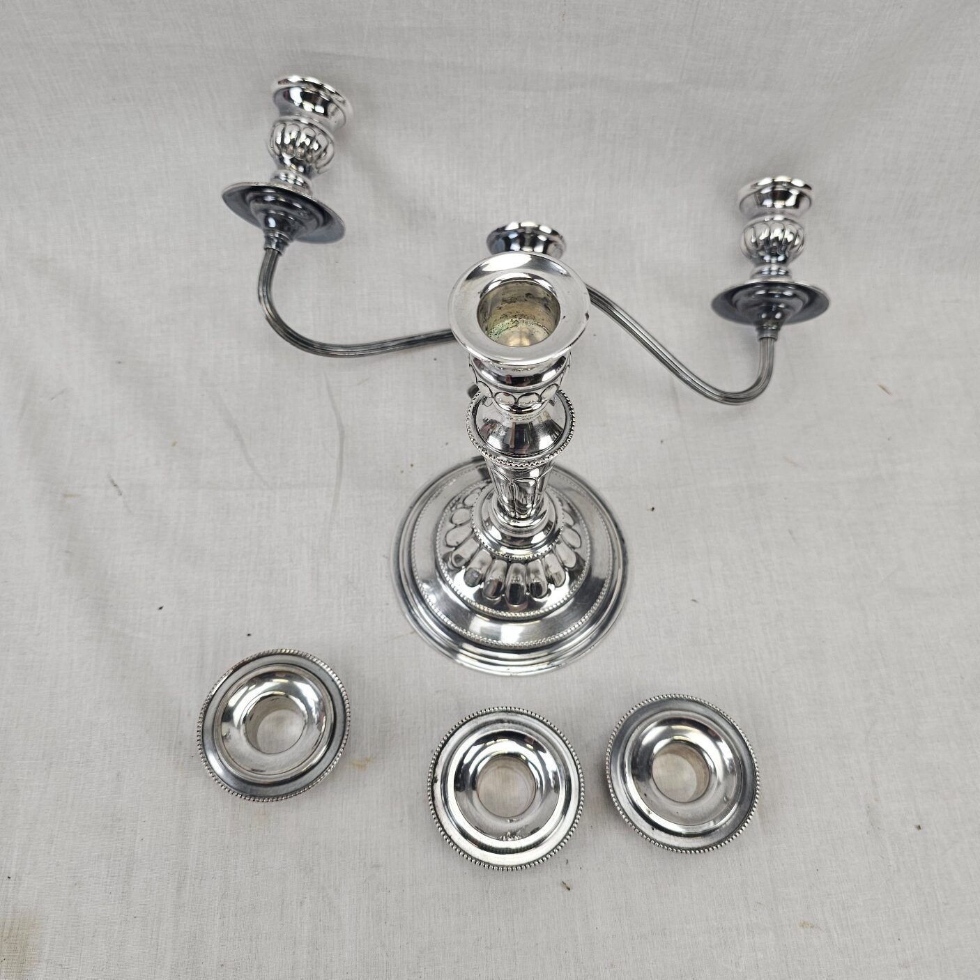 Vintage Whitby Plate Of London Silver Plate 3 Branch Candelabra - Image 2