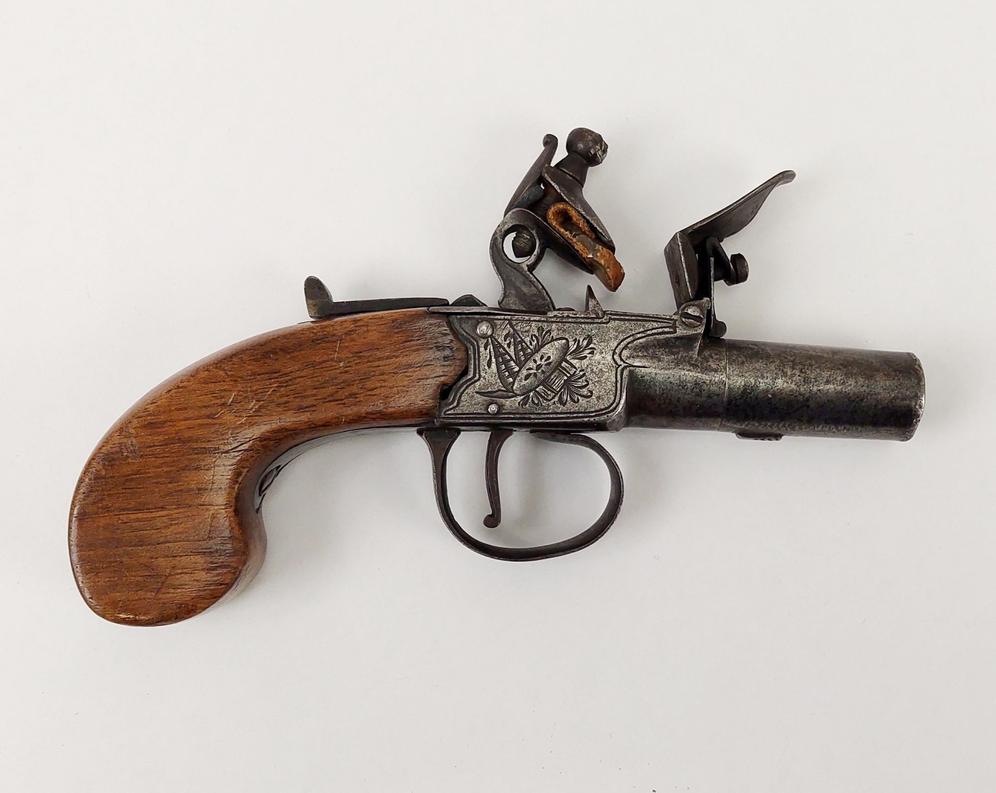c1800 Flintlock Boxlock Pistol By W Hollis