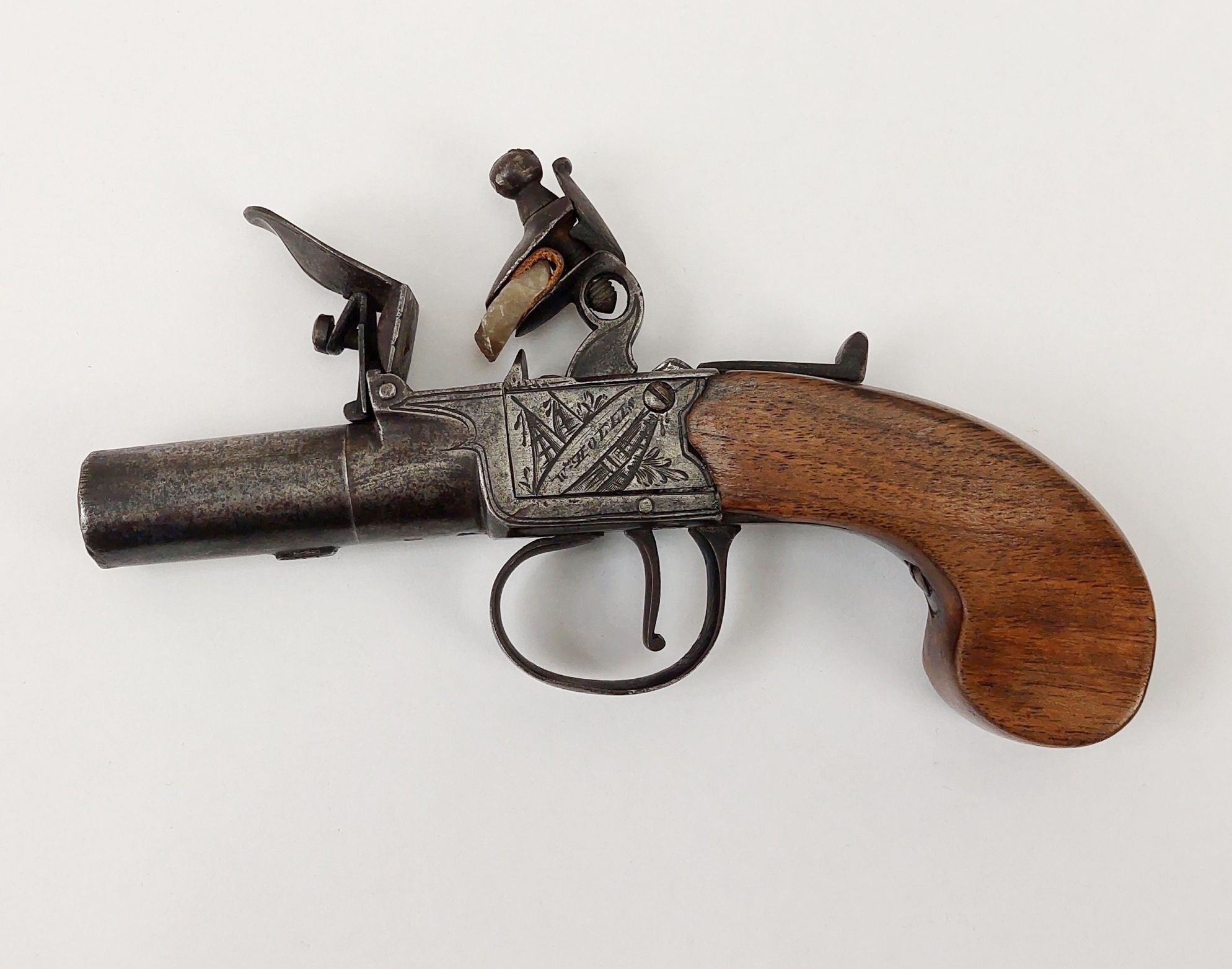 c1800 Flintlock Boxlock Pistol By W Hollis - Image 2