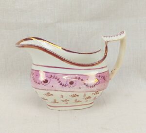 c1810 Sunderland Pink Lustre Sauce Boat