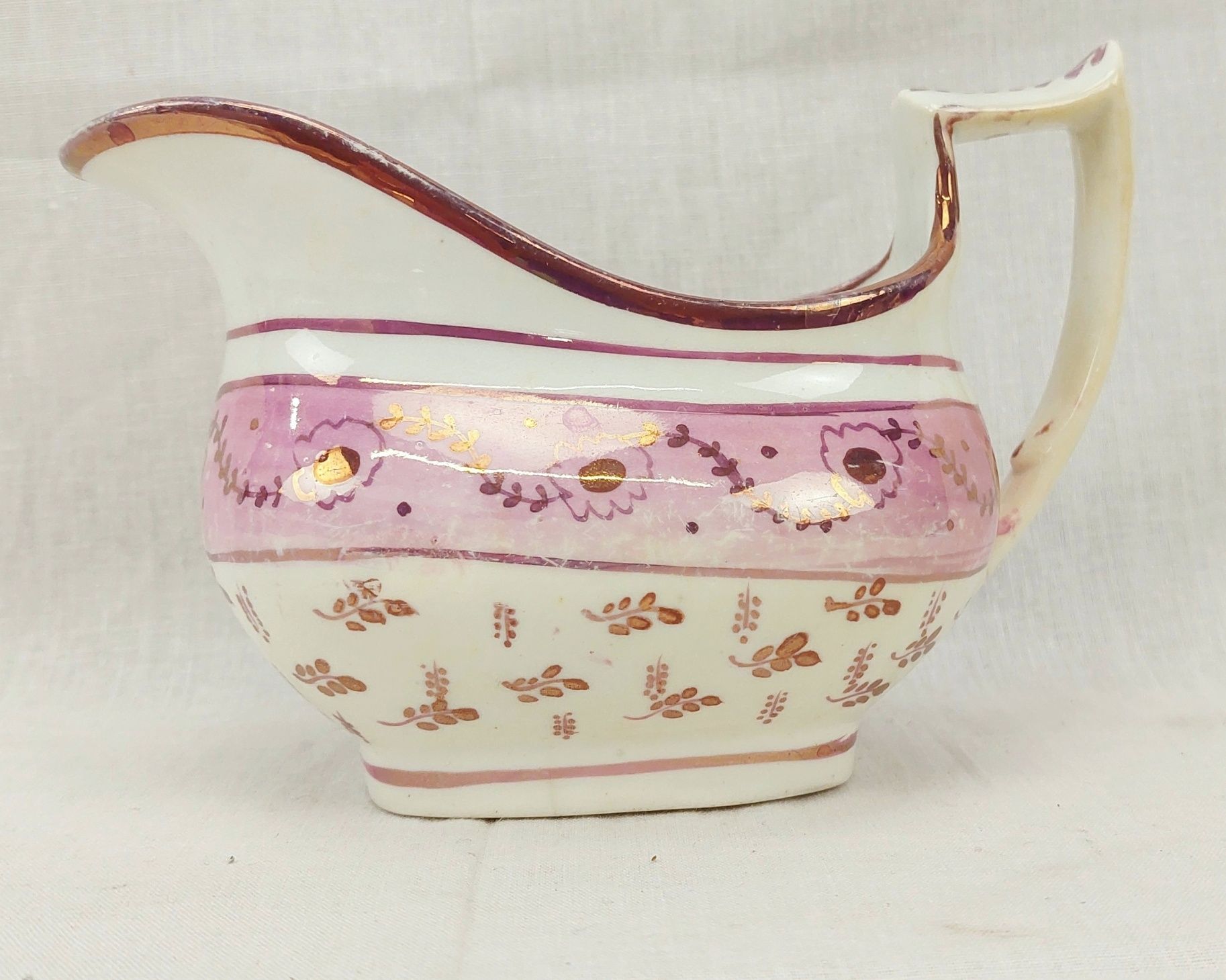 c1810 Sunderland Pink Lustre Sauce Boat - Image 7