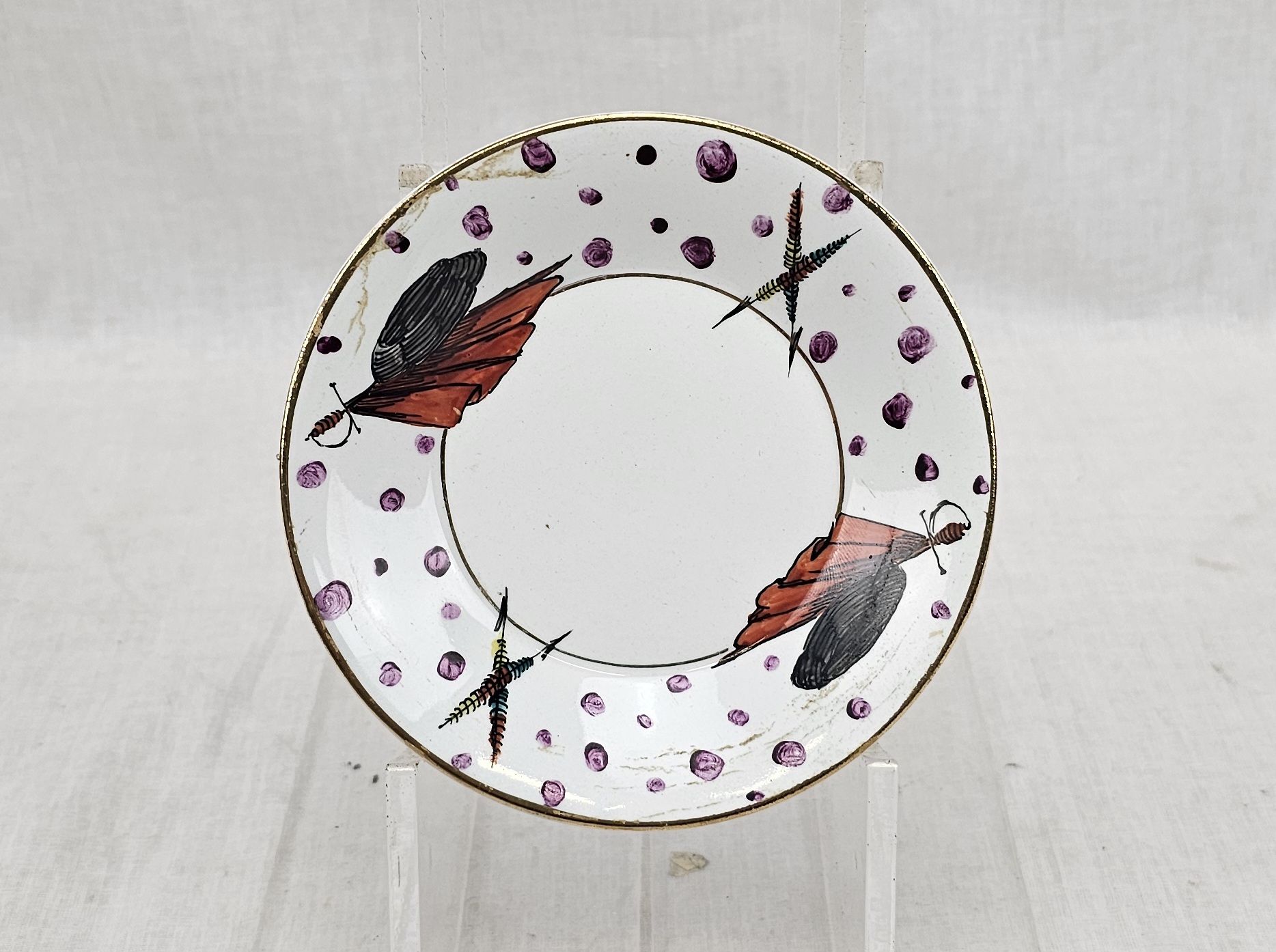 c1810 Worcester Porcelain Saucer In An Unusual Spanish Matador Pattern