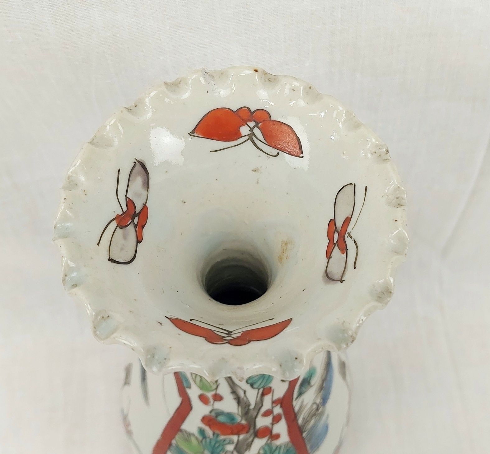 c1880 Japanese Canton Ceramic Frilled Rim Vase - Image 7