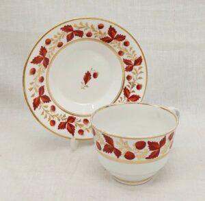 c1898 Royal Worcester Iron Red Leaves Cup And Saucer #2