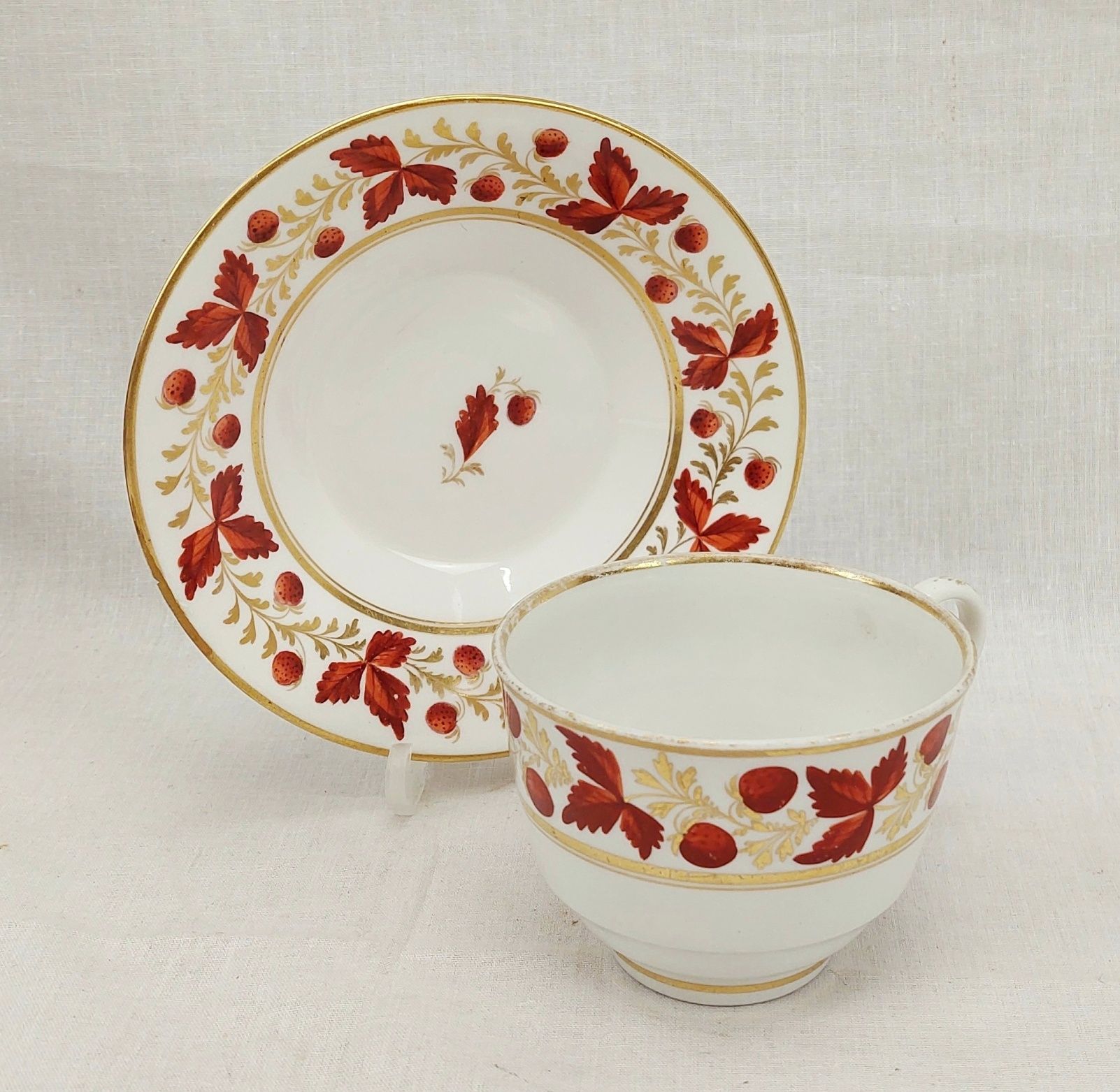 c1898 Royal Worcester Iron Red Leaves Cup And Saucer #2
