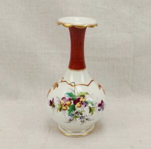 c1900 French Limoge Type Porcelain Vase With Frilled Rim
