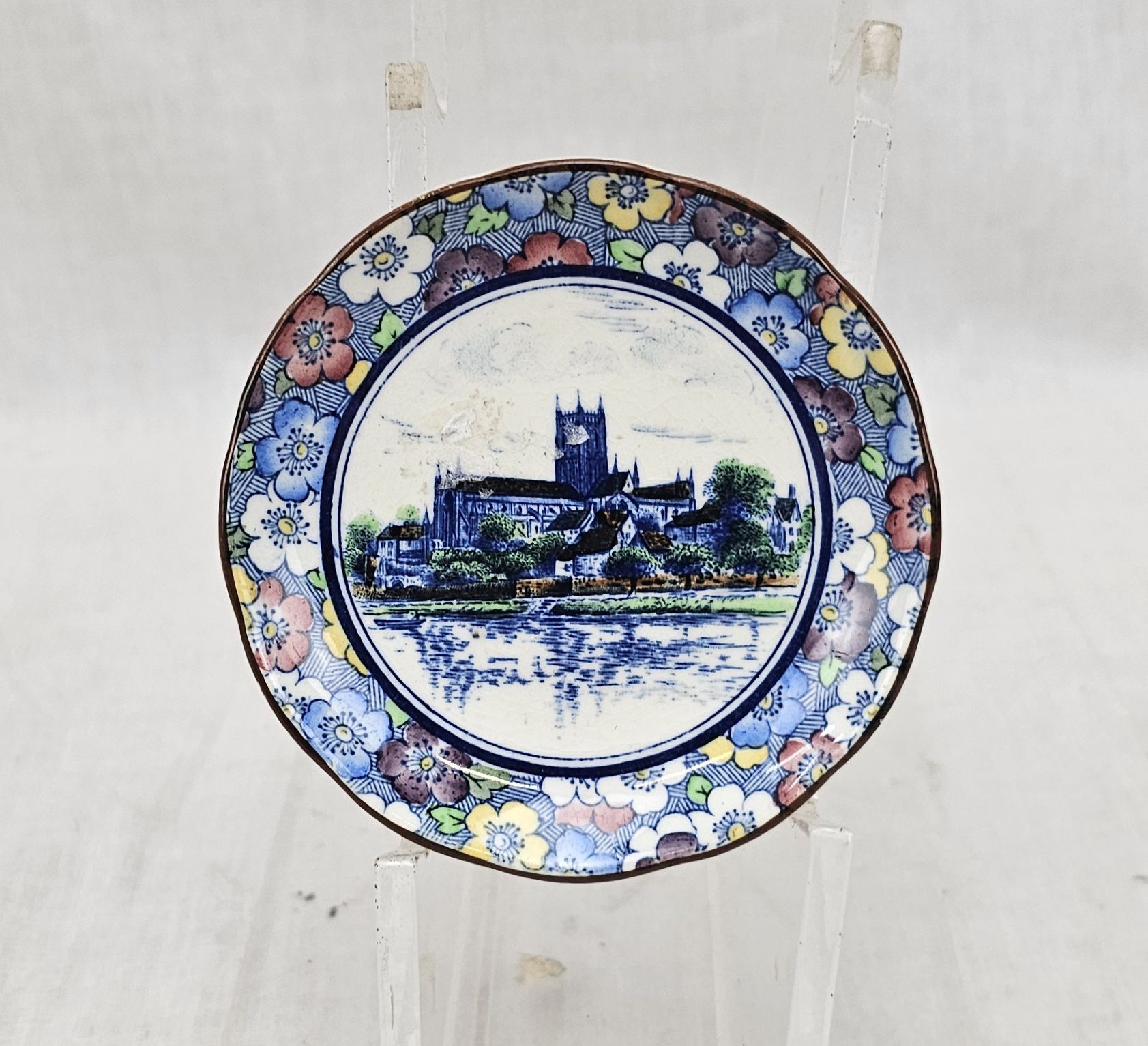 c1932 Royal Worcester Miniature Dish Of Canterbury Cathedral
