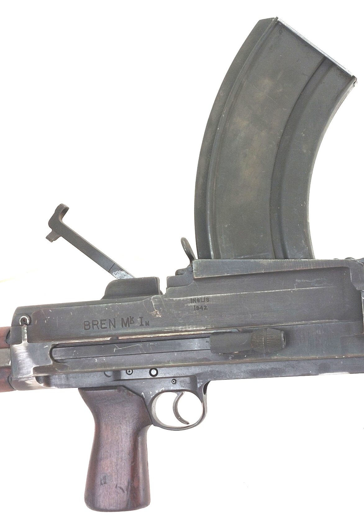 British, WW2, Inglis Bren Mk I(M) .303 Light Machine Gun, with Bipod, Original Transit Crate, Dated 1942, Deactivated - Image 4