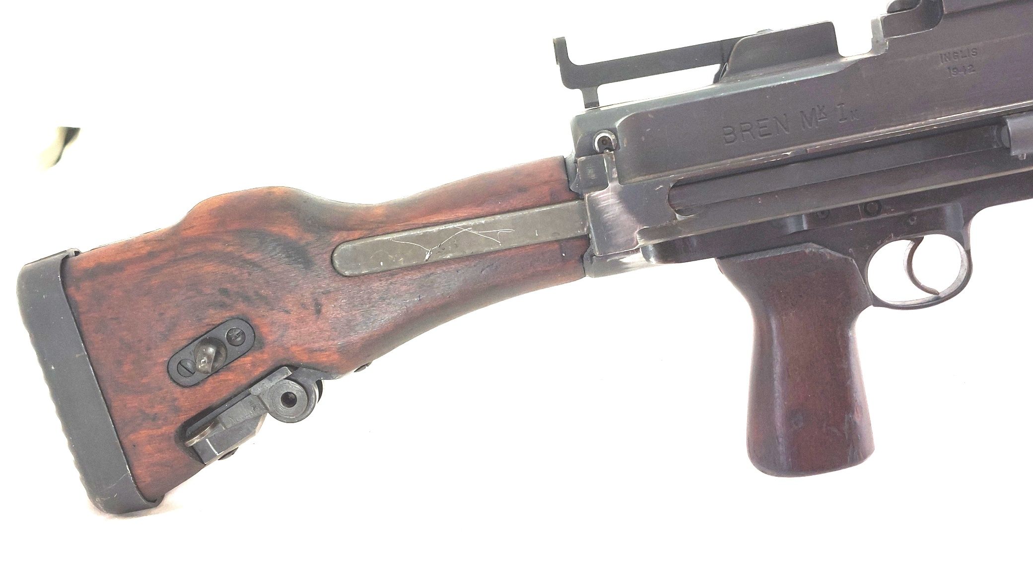 British, WW2, Inglis Bren Mk I(M) .303 Light Machine Gun, with Bipod, Original Transit Crate, Dated 1942, Deactivated - Image 3