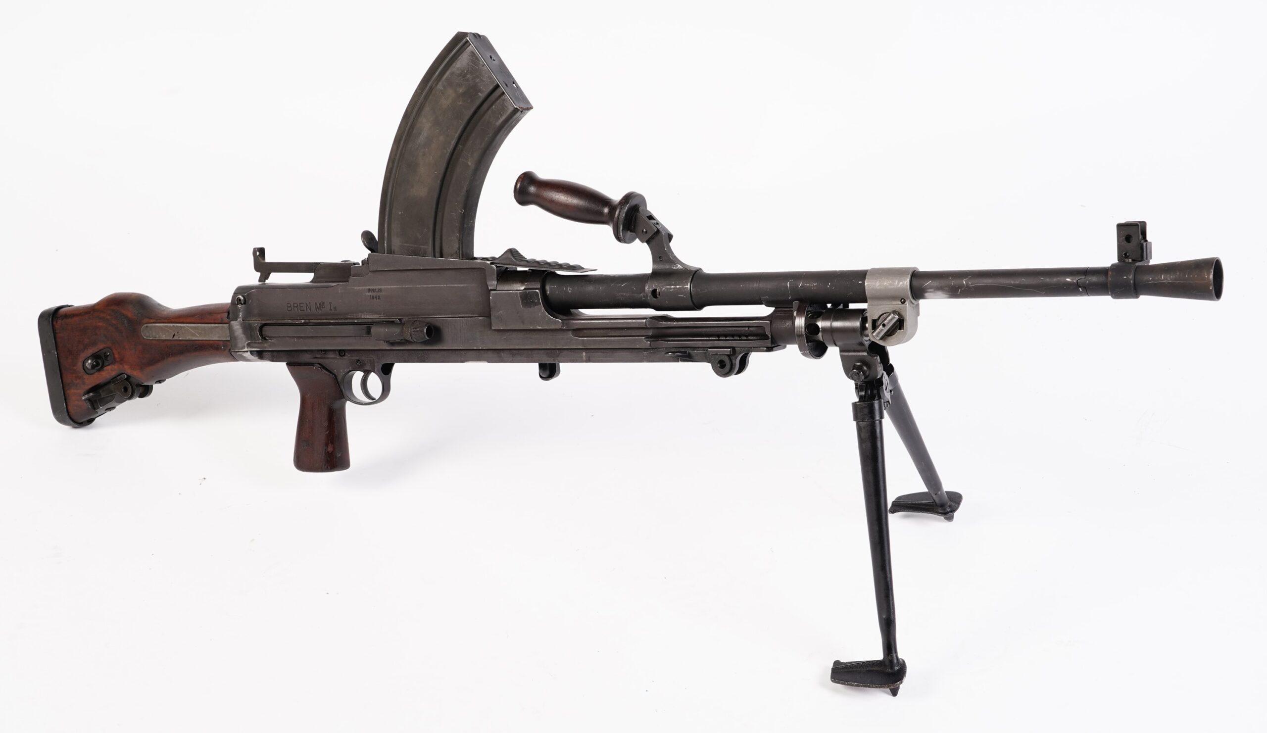 British, WW2, Inglis Bren Mk I(M) .303 Light Machine Gun, with Bipod, Original Transit Crate, Dated 1942, Deactivated - Image 2