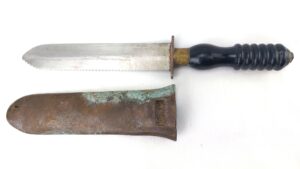 British, Post WW2, Siebe Gorman Diver’s Knife, AP.6260, Non-Magnetic, Serrated Edge, with Nato-marked scabbard