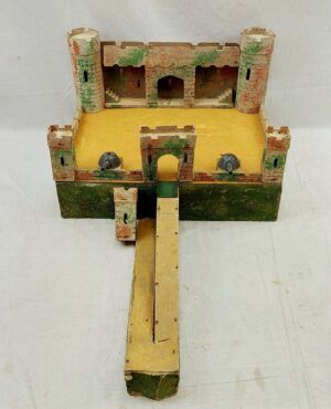 Circa 1900 Children's Wooden Fort With Tinplate Gun Turrets