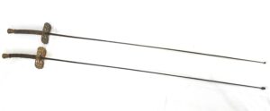 European, Early 19th Century, Pair of Fencing Swords with Solingen Blades & Ornate Brass Guards