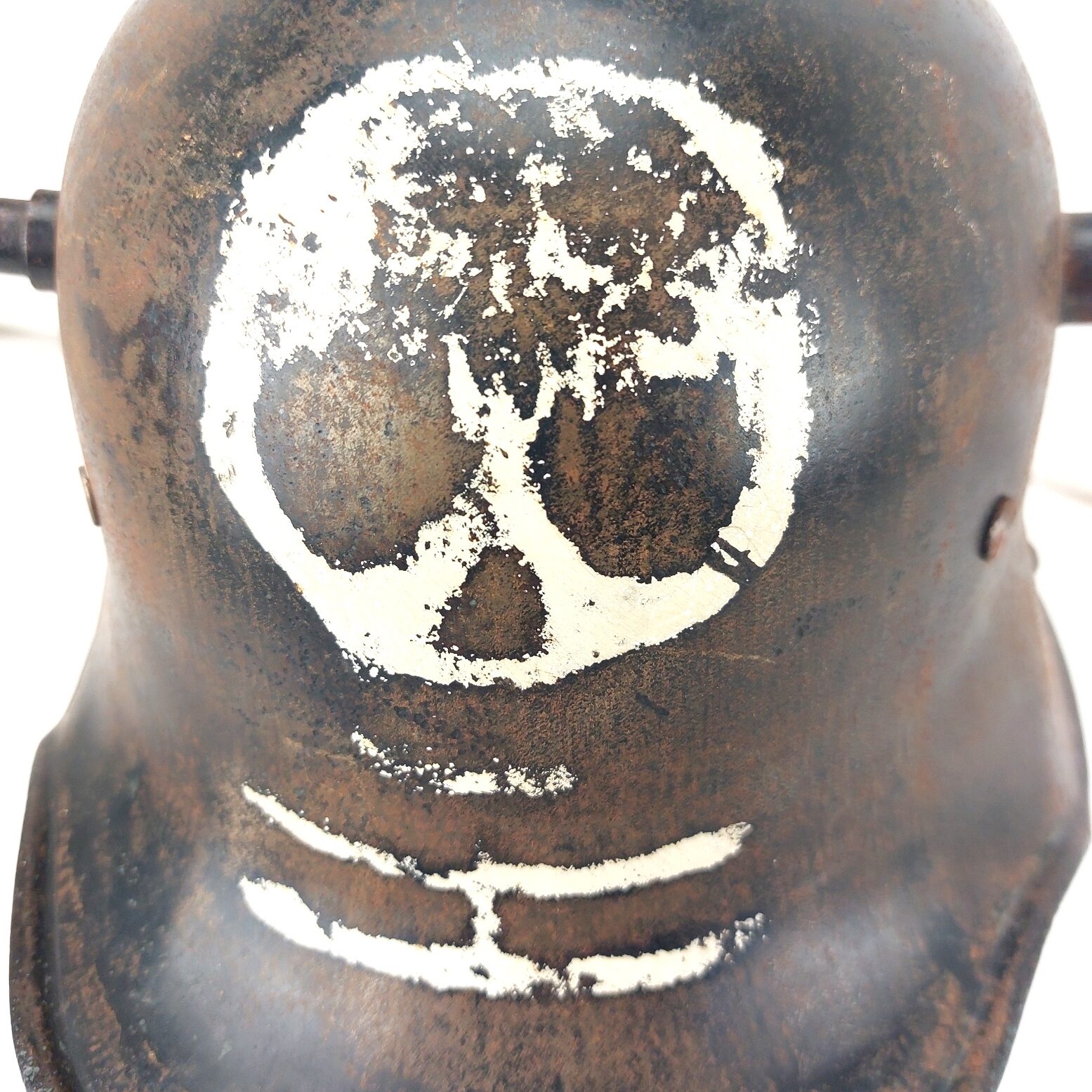 German, WW1, Original M16 Steel Helmet by Siemens & Halske A.G., Size 60 (SH60) with Postwar Skull Motif and Later Liner - Image 6