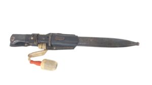 German, WW2, K98 Bayonet (M1884/98 3rd pattern), Frog & Scabbard with Heer NCO Troddel, Alex Coppel “fnj”, Matching Numbers, Dated 1940