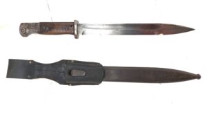 German, WW2, 1942 K98 Rifle Bayonet by Berg & Co. (agv 42) with 1943 E.&F. Hörster (asw 43) Scabbard & Leather Frog — Matching WWII Production