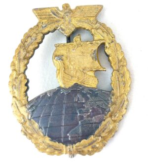 German, WW2, Auxiliary Cruiser Badge (Hilfskreuzerabzeichen), maker marked 'JMME & Sohn Berlin'