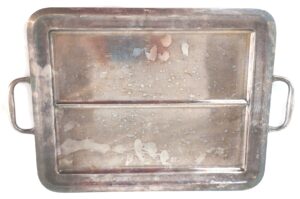 German, WW2, Nickel Silver Serving Tray with Nazi Eagle and Swastika Emblem — Made by Wellner