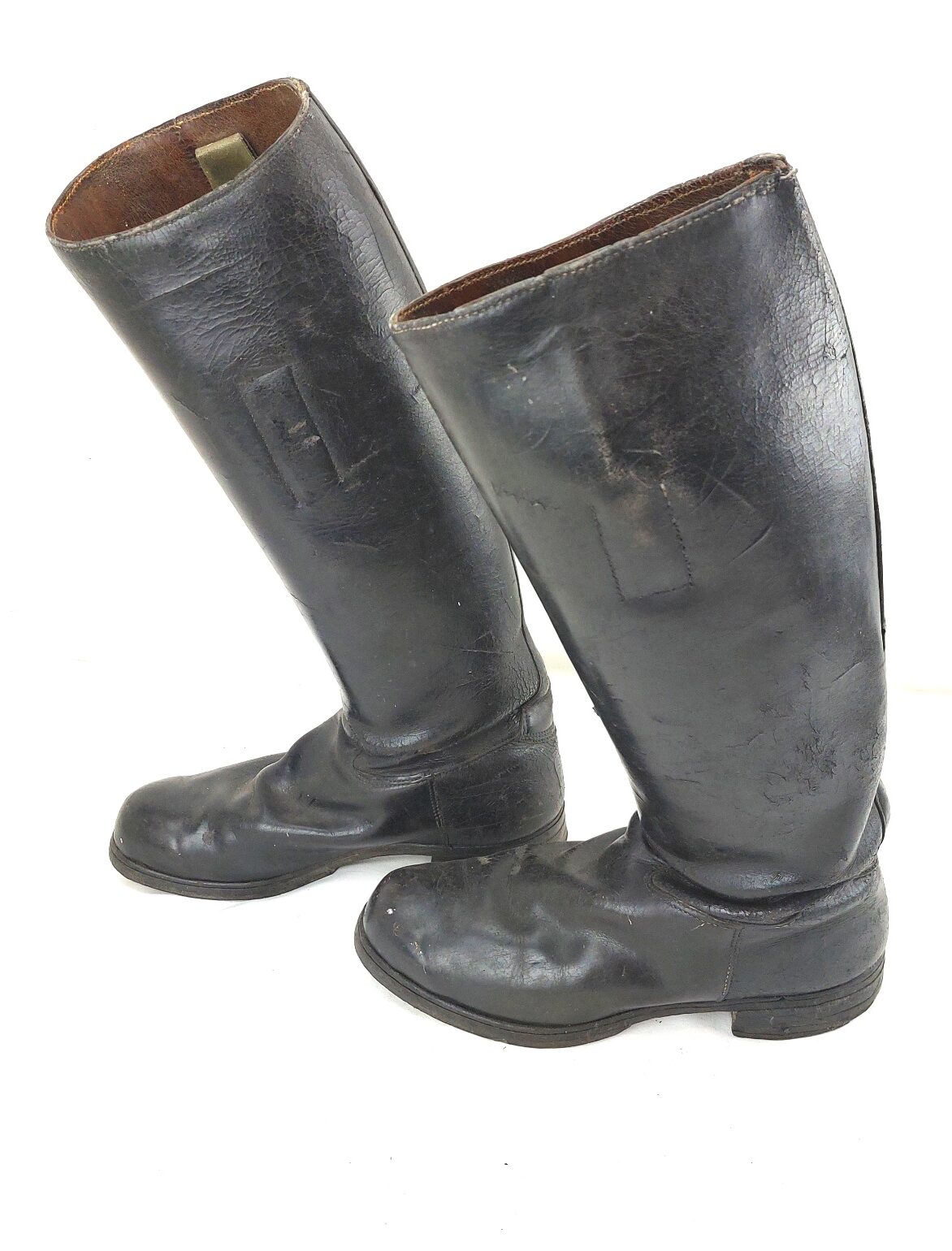 German, WW2, Officer’s High Black Leather Jack Boots with Mixed Pull Tabs, c.1939–1945 - Image 2