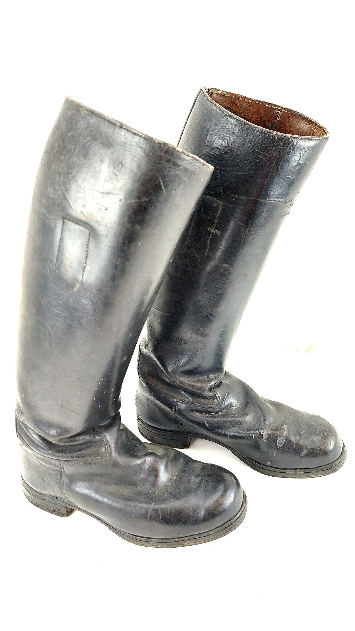 German, WW2, Officer’s High Black Leather Jack Boots with Mixed Pull Tabs, c.1939–1945 - Image 4