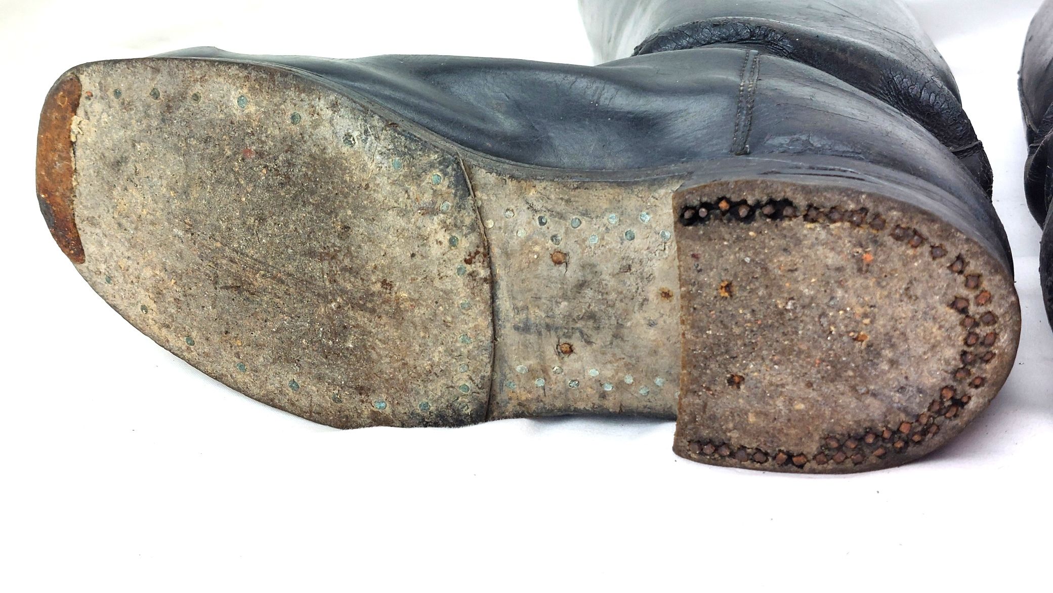 German, WW2, Officer’s High Black Leather Jack Boots with Mixed Pull Tabs, c.1939–1945 - Image 6
