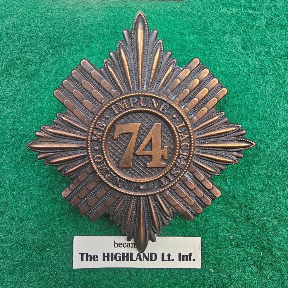 Victorian 74th Highlander Light Infantry Glengarry Badge