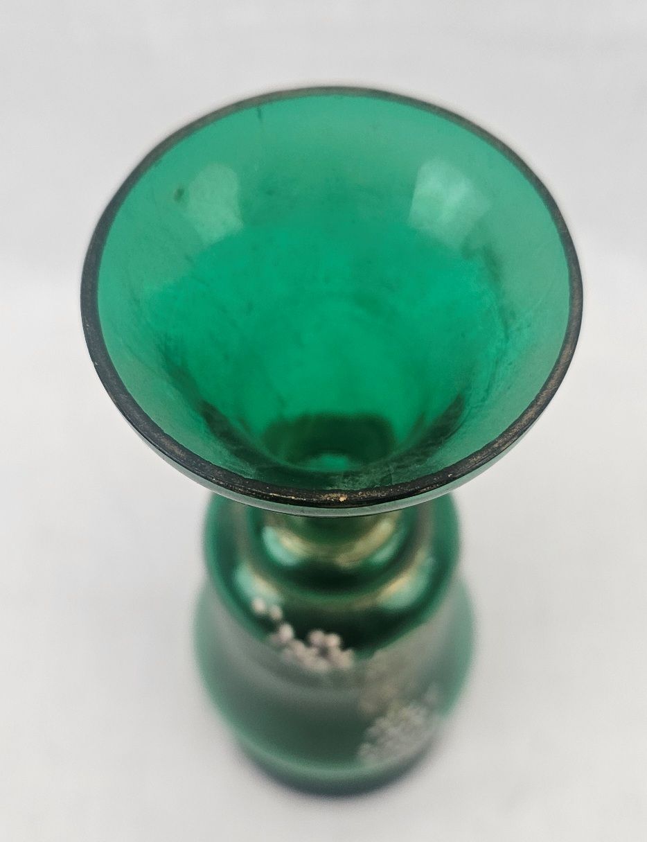 Victorian Bohemian Glass Vase With Enamel Floral Decoration - Image 3
