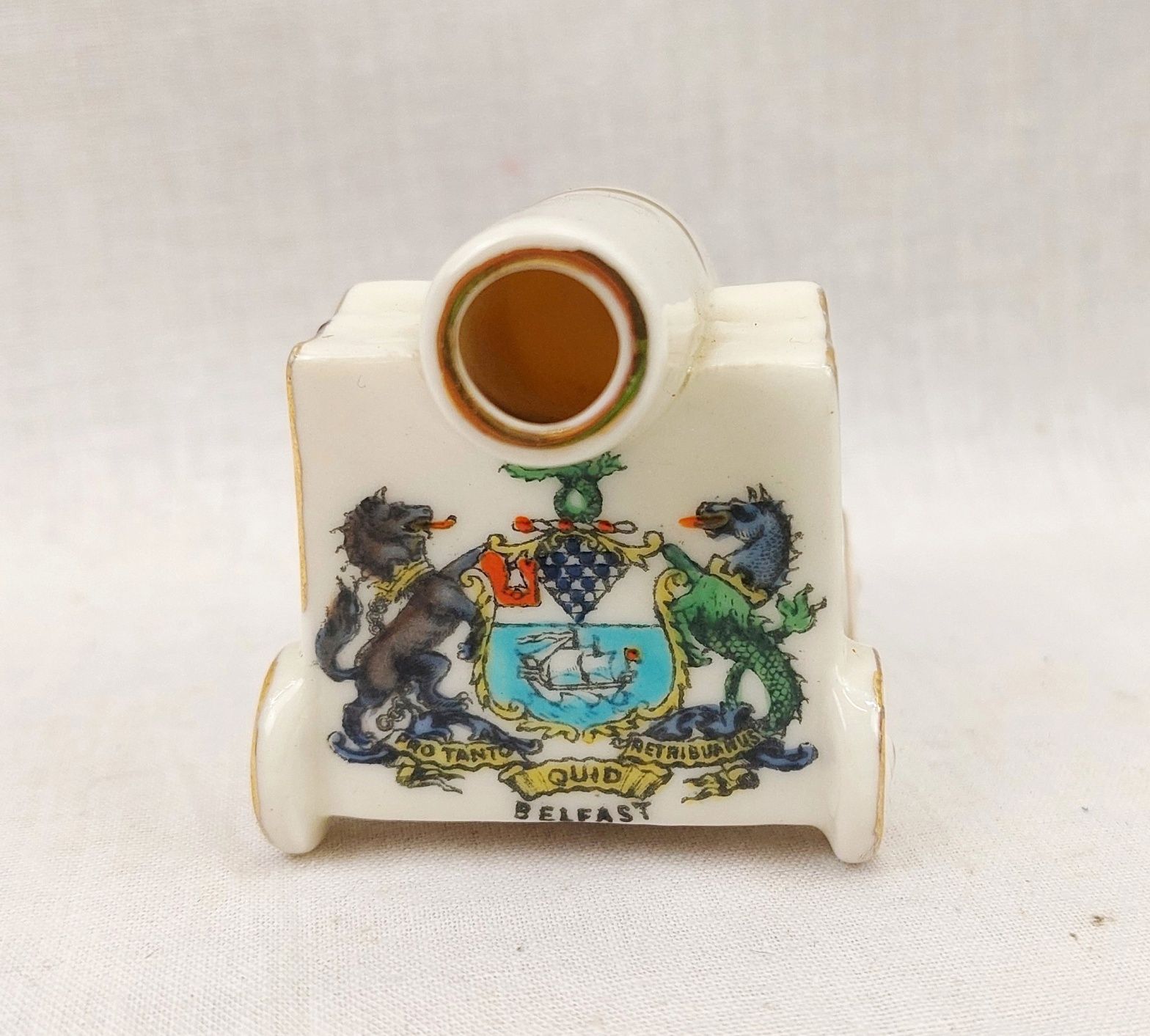 WW1 Belfast Arcadian Crested China Naval Cannon - Image 2