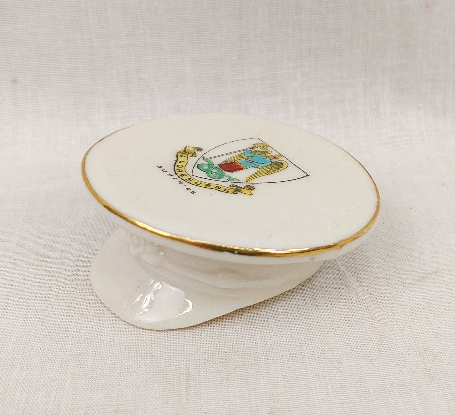 WW1 Dumfries Porcelle Crested China Officers Cap