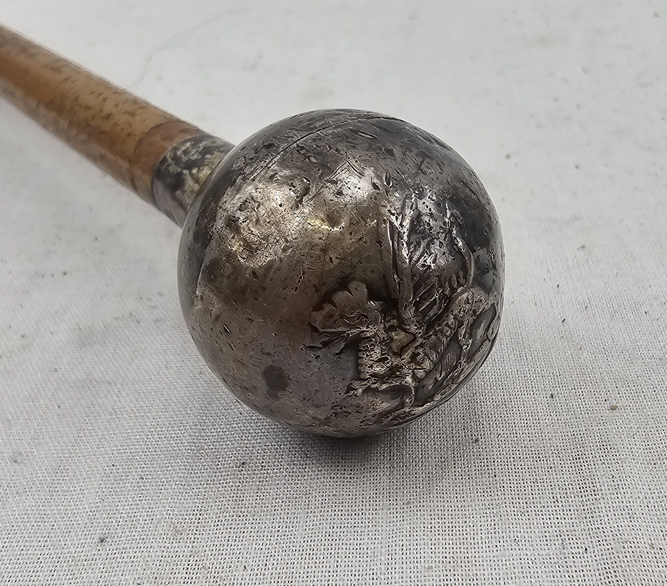 WW1 The Buffs Royal East Kent Regiment Swagger Stick With Silver Pommel #2 - Image 3