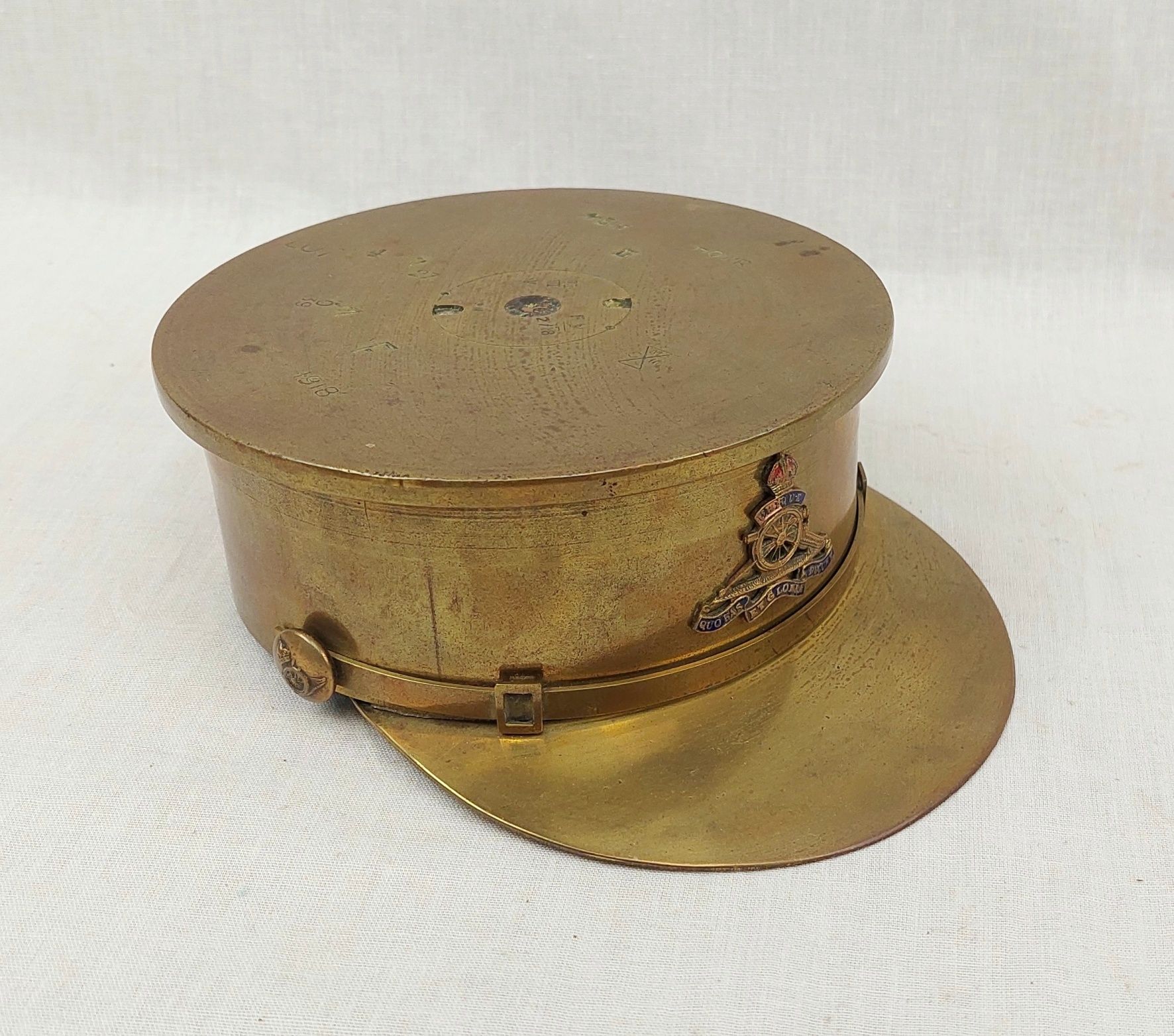 1918 WW1 4.5 Inch Howitzer Royal Artillery Trench Art Officers Cap