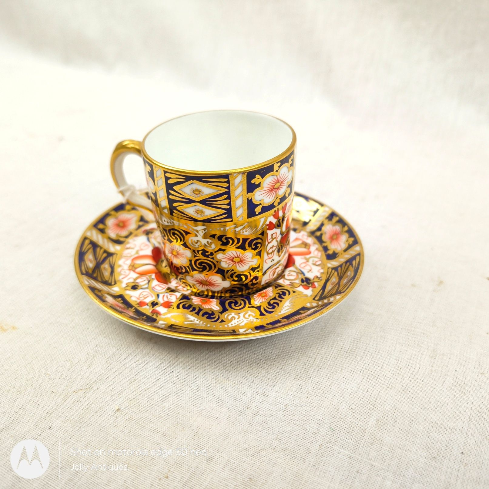 1923 Royal Crown Derby 2451 Pattern Imari Coffee Cup And Saucer - Image 3