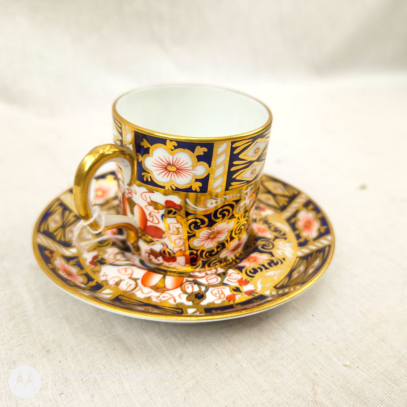 1923 Royal Crown Derby 2451 Pattern Imari Coffee Cup And Saucer - Image 2