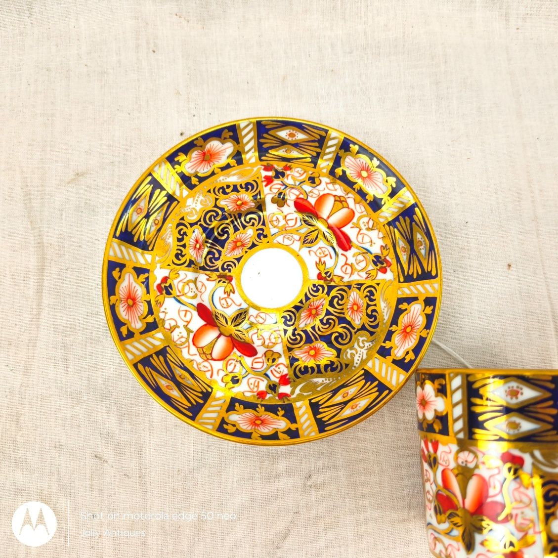 1923 Royal Crown Derby 2451 Pattern Imari Coffee Cup And Saucer - Image 4
