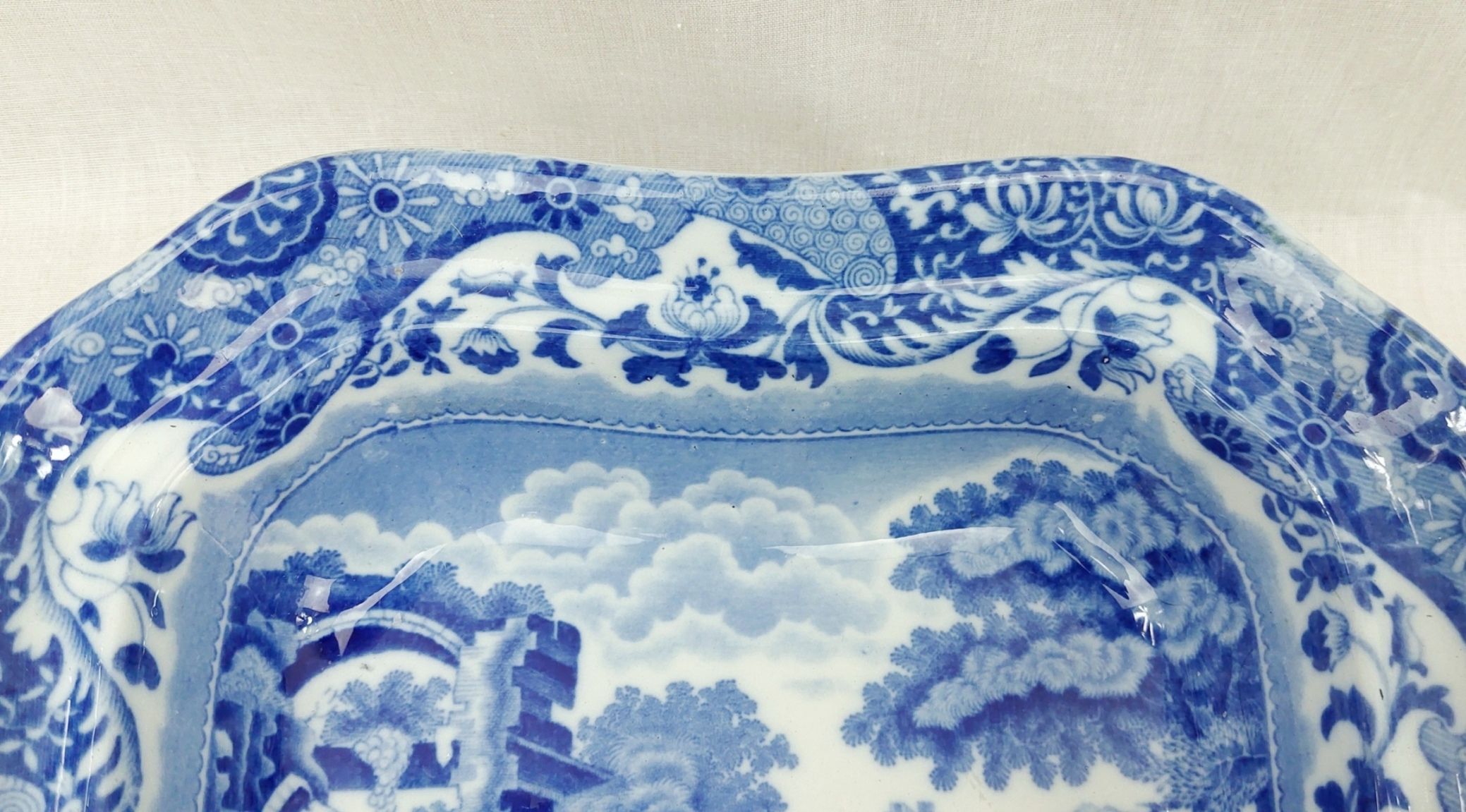 19th Century Spode Italian Blue Square Bowl - Image 10