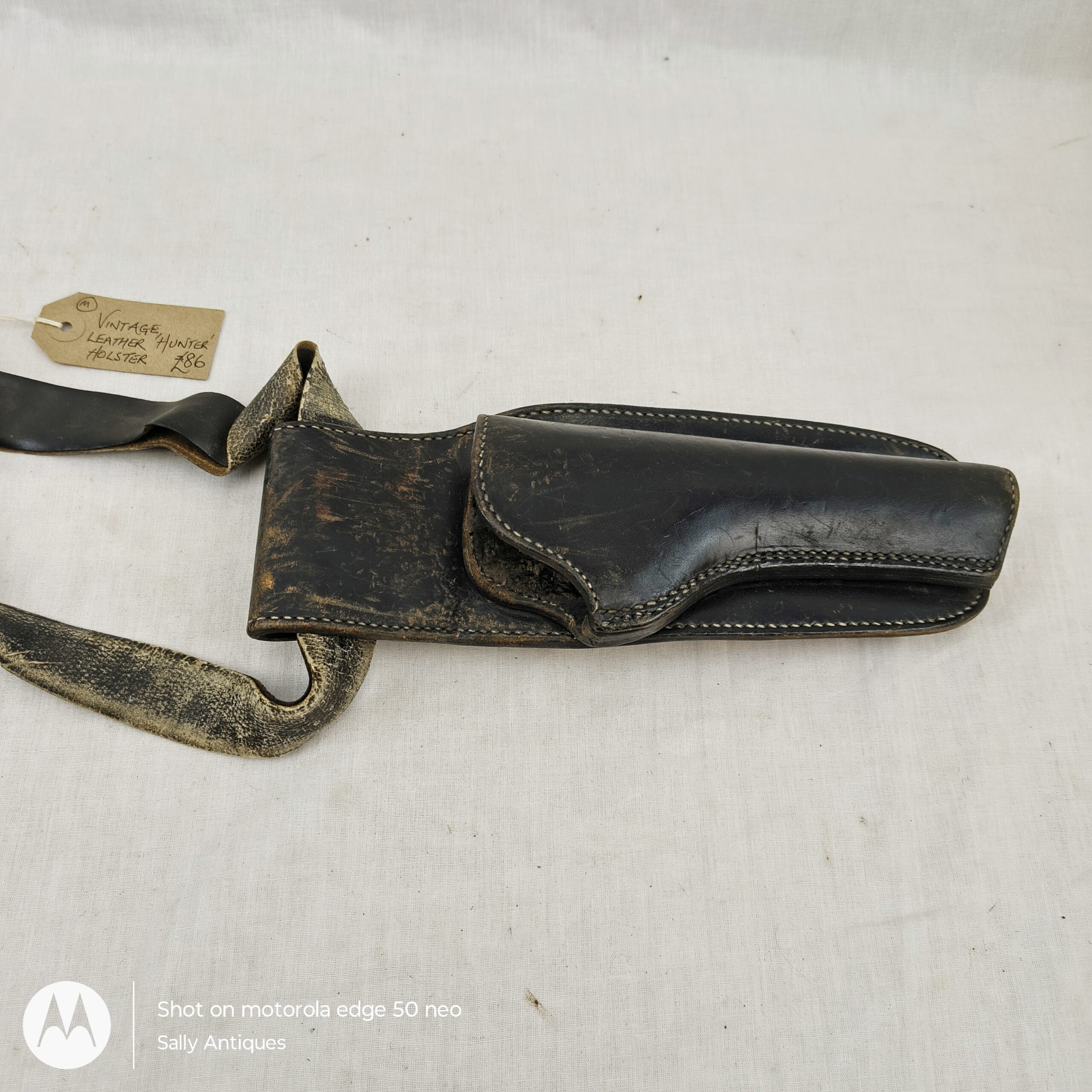 American US Vintage "Hunter" Leather Revolver Holster – Black Leather, Belt Loop Fitting - Image 2