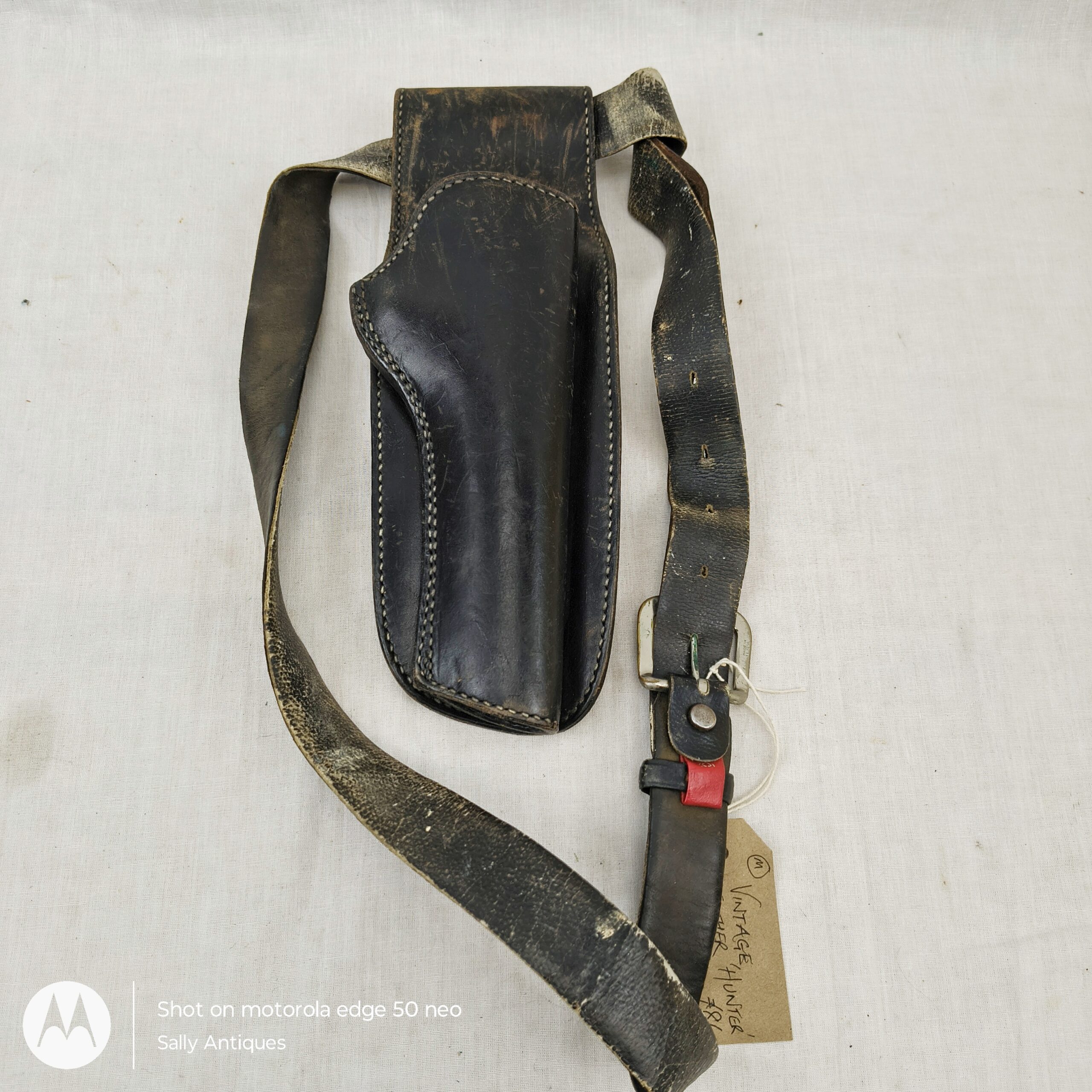 American US Vintage "Hunter" Leather Revolver Holster – Black Leather, Belt Loop Fitting