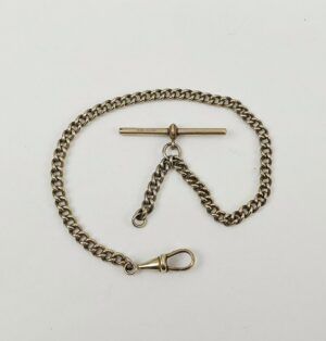 Sterling Silver Albert Watch Chain with Silver Plate T-Bar