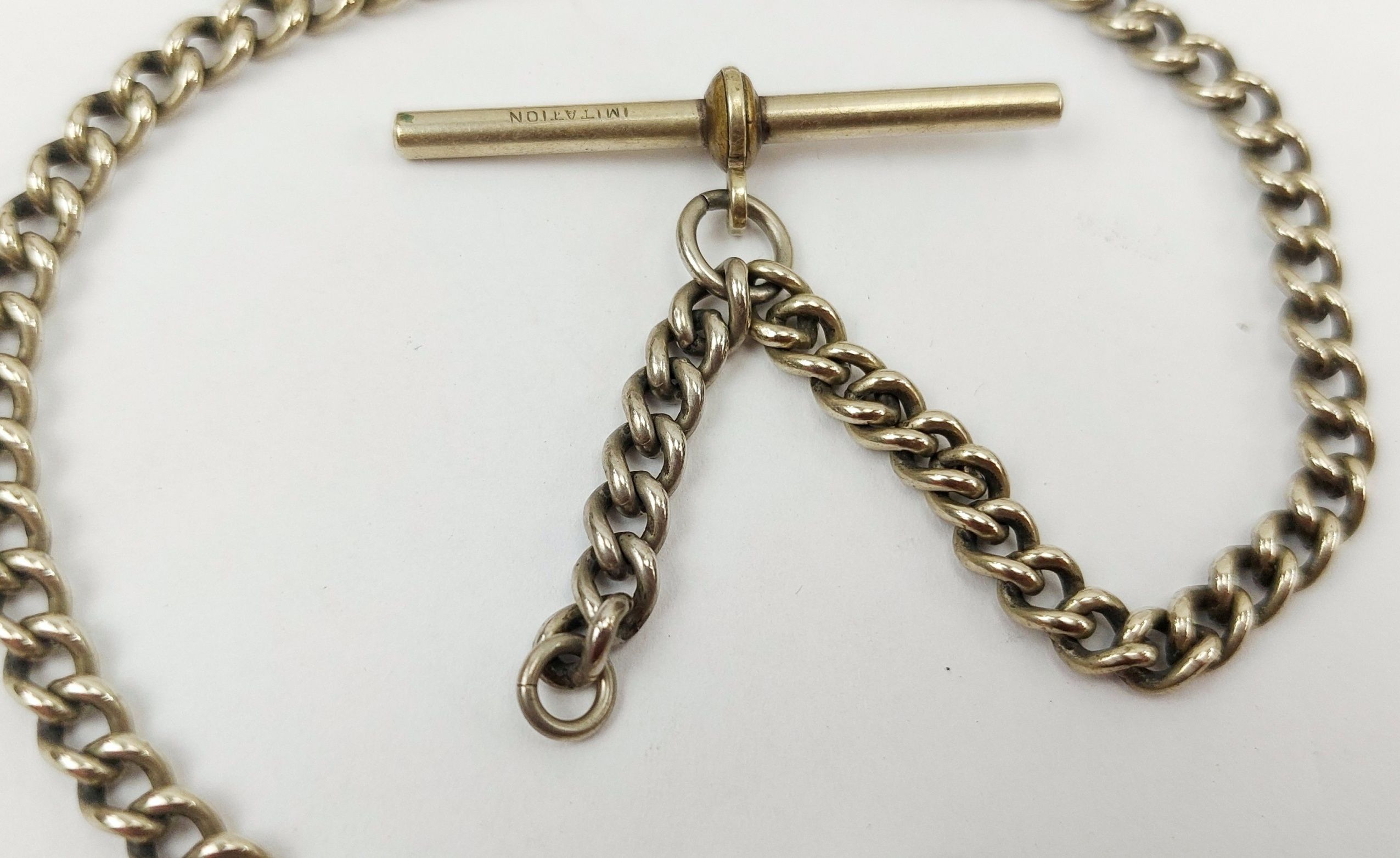 Sterling Silver Albert Watch Chain with Silver Plate T-Bar - Image 3