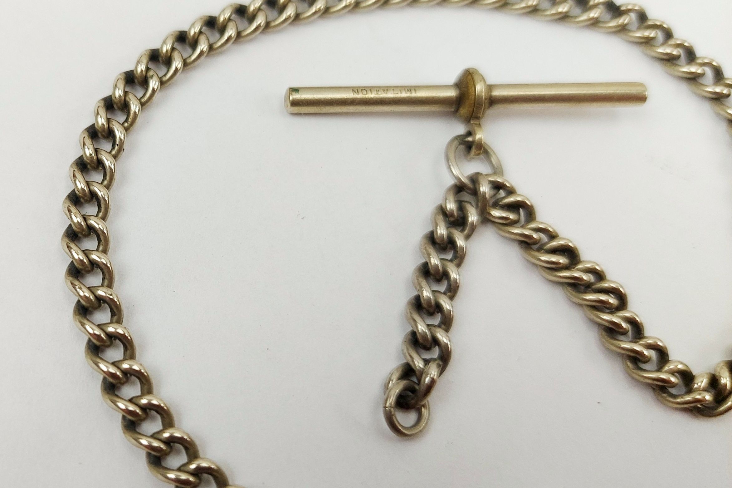 Sterling Silver Albert Watch Chain with Silver Plate T-Bar - Image 5