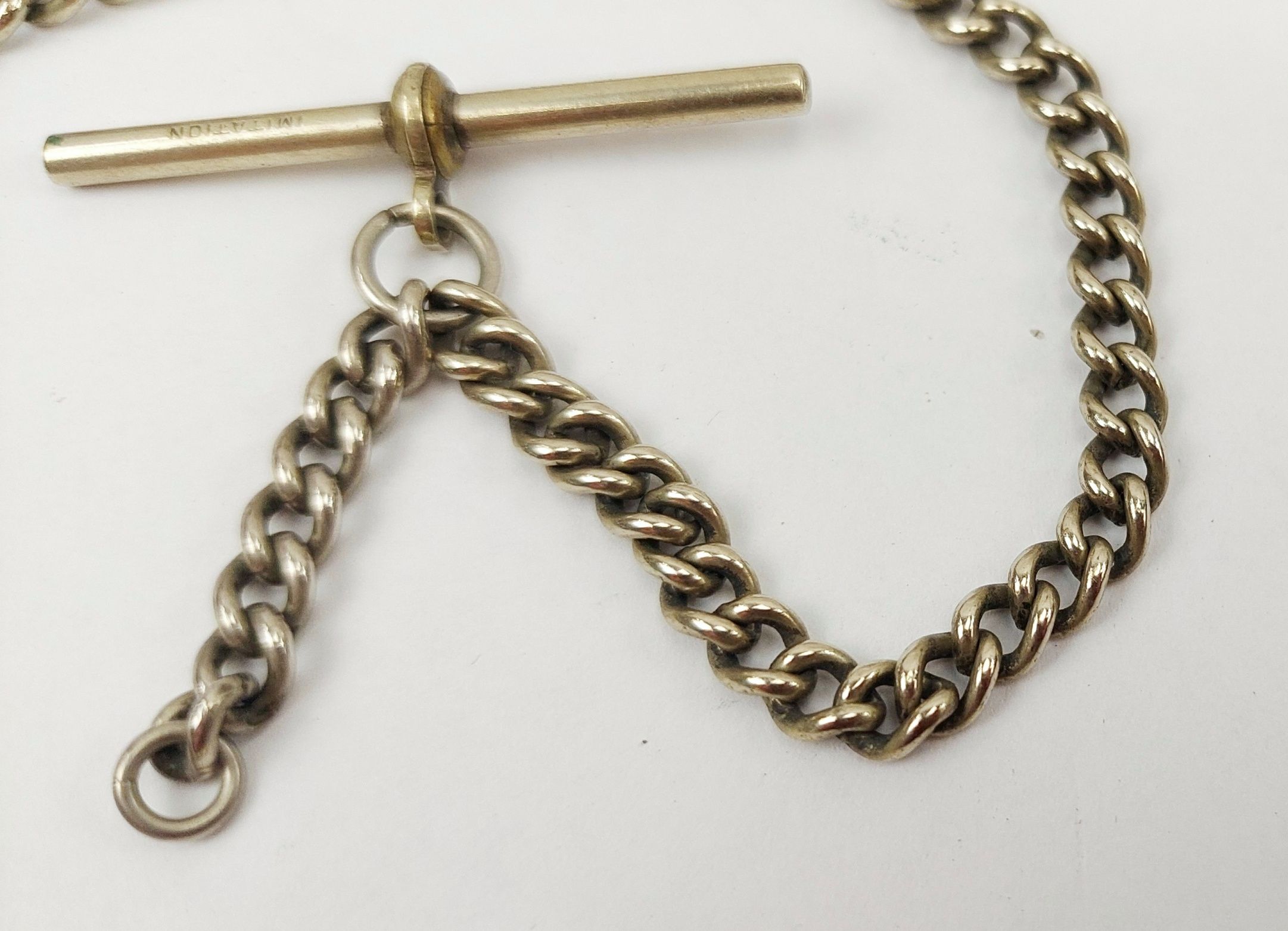 Sterling Silver Albert Watch Chain with Silver Plate T-Bar - Image 6