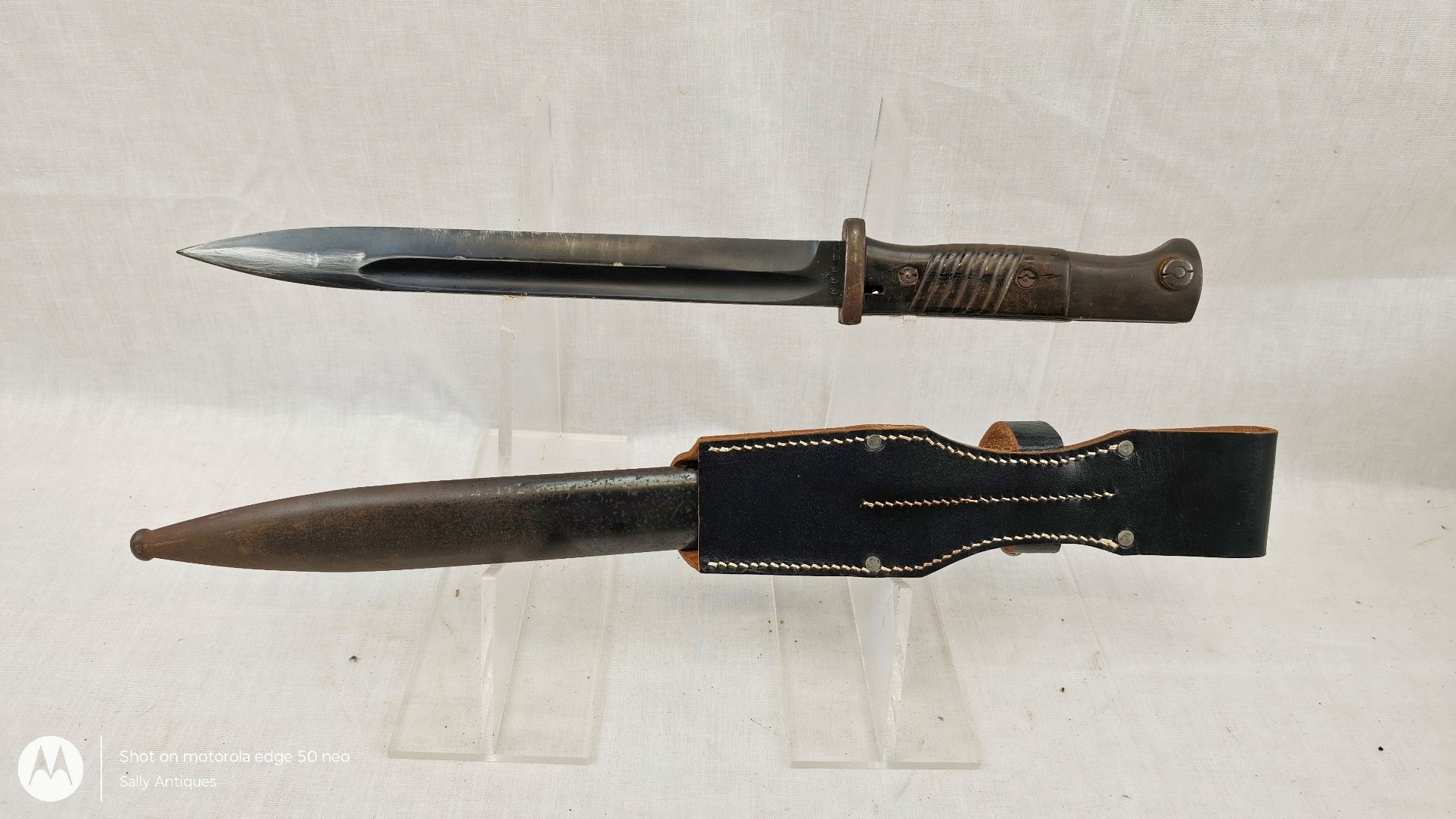 Mauser K98 Rifle Bayonet, Scabbard and Black Leather Frog - Image 3