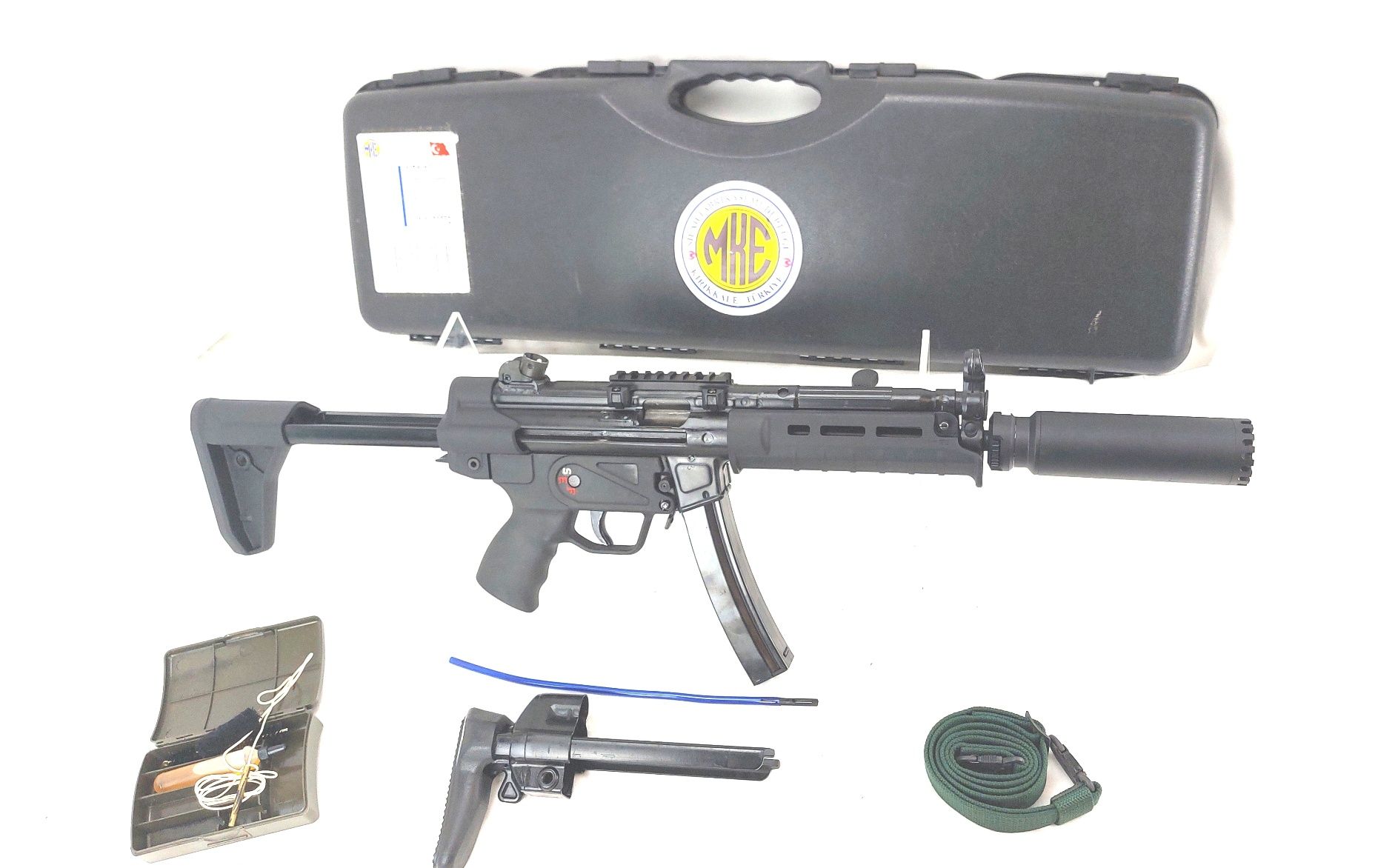 MP5 9×19mm Sub-Machine Gun, Cased, with B&T Silencer, spare telescopic stock & handguard, sling, cleaning kit & MKE manual, Deactivated